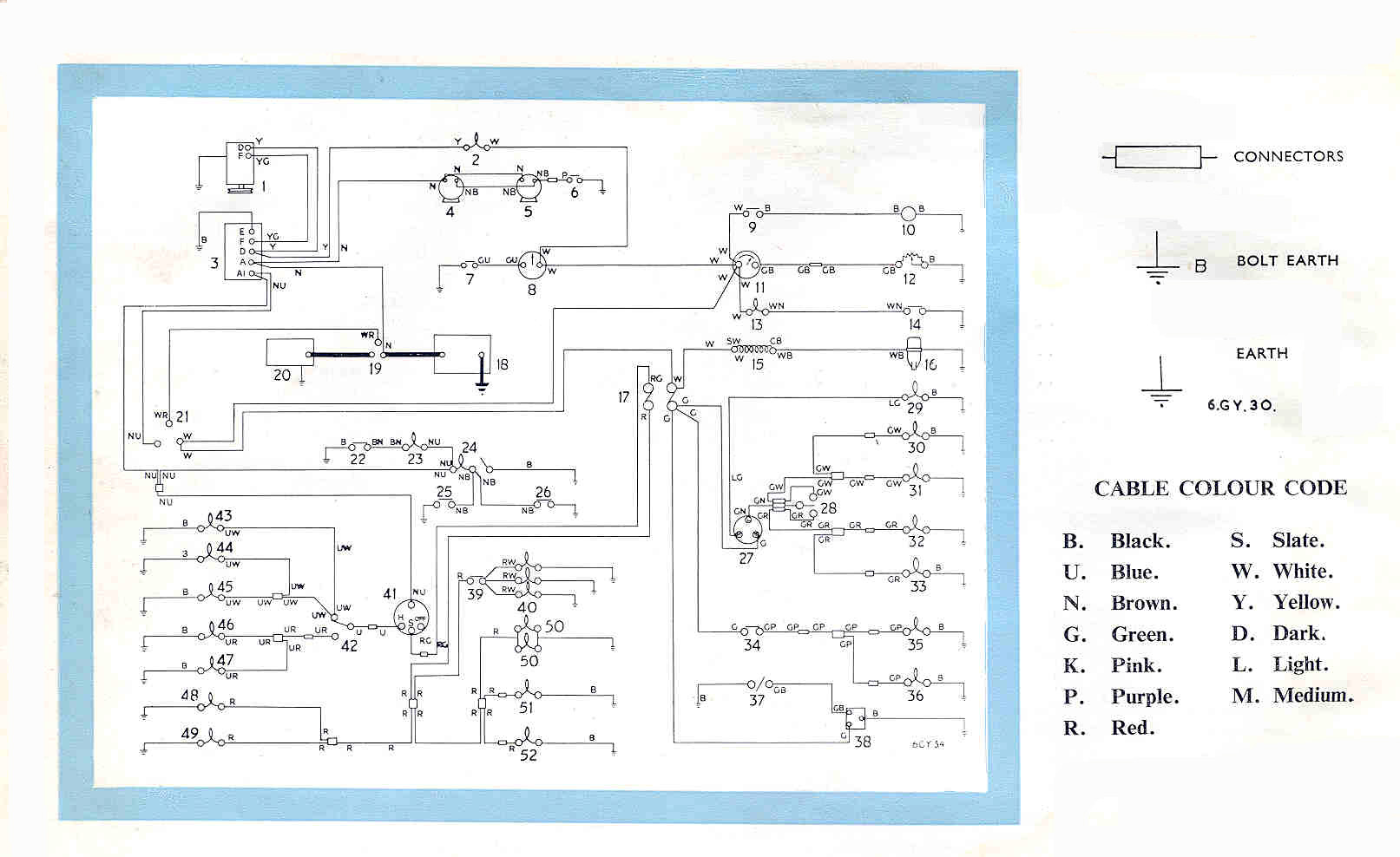 Wiring diagram for U.S.-specification 948 Herald Coupé and Convertible.