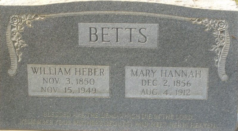William Heber Betts and Mary Hannah Roberson