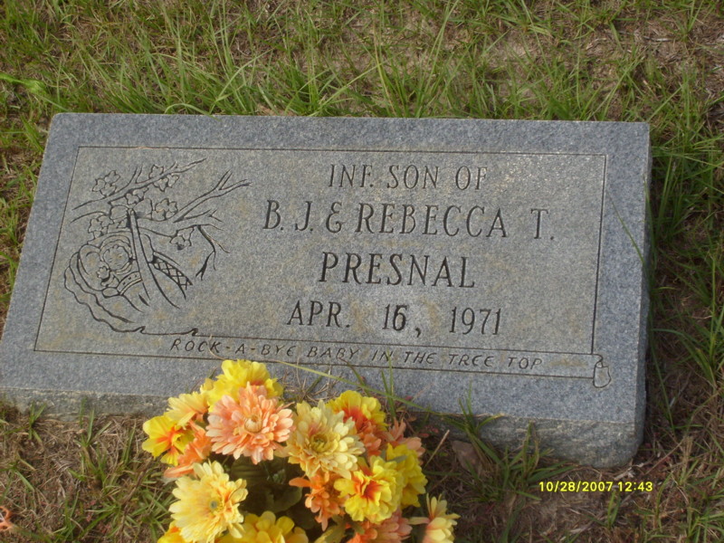 Infant son of B. J. and Rebecca T. Presnal 