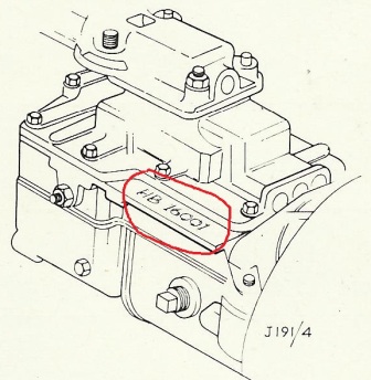 shows location of gearbox number