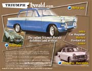 Triumph-Herald.com, a web site from the UK, tracking especially the early 948s. Click on the image to go to the site.