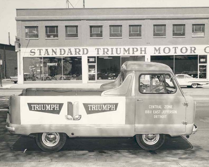 A Triumph Atlas pickup in Detroit, circa 1960. Click on the image to see a larger image.