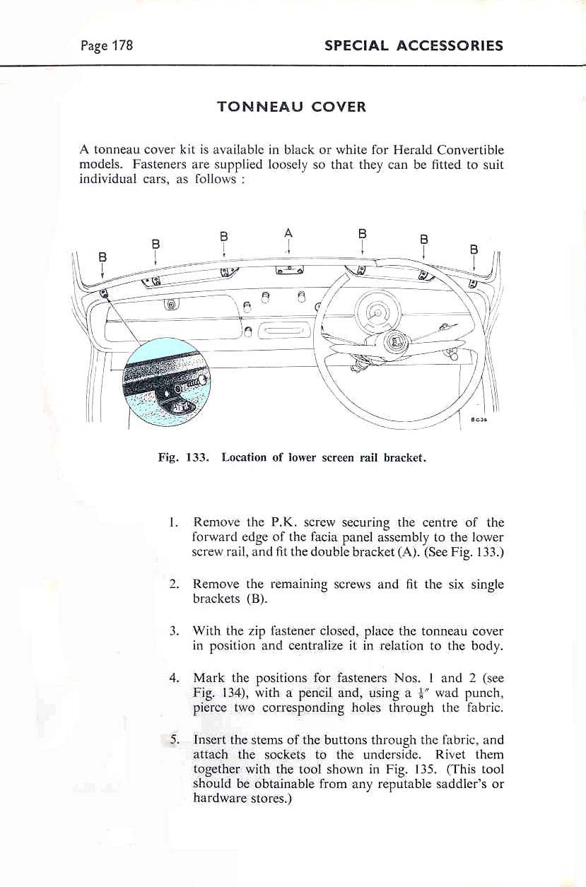 Factory instructions for installing a tonneau cover on your Herald or  Vitesse convertible: Triumph Herald and Vitesse/Sports 6 database