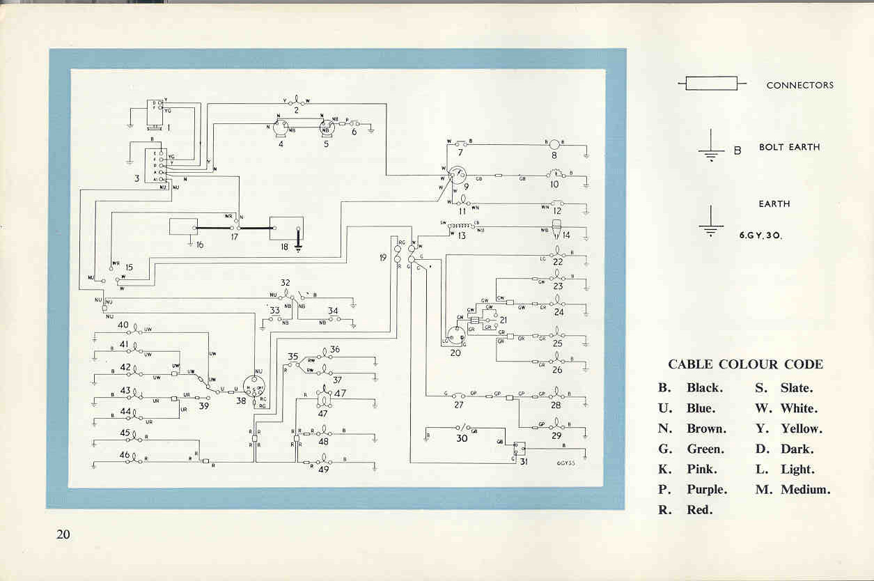 Wiring diagram for U.S.-specification 948 Herald Sedan.